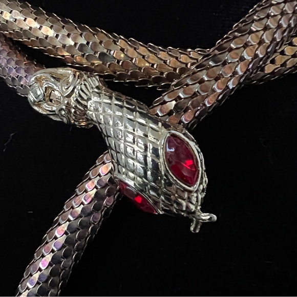 Vintage bronze mesh snake necklace belt - Picture 2 of 11